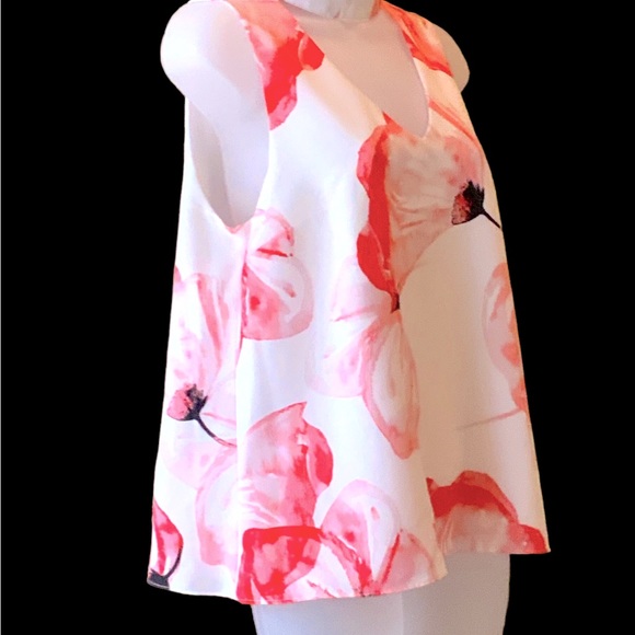 H By Halston Top Flower Detail  Sleeveless Collar Cutout In Front Lined Size SP - Picture 5 of 10